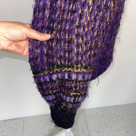 Fiberworks Womens Jacket Size Medium Purple Vintage Handwoven Buttons Pockets - Picture 7 of 16